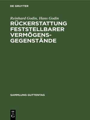 cover image of Rückerstattung feststellbarer Vermögensgegenstände